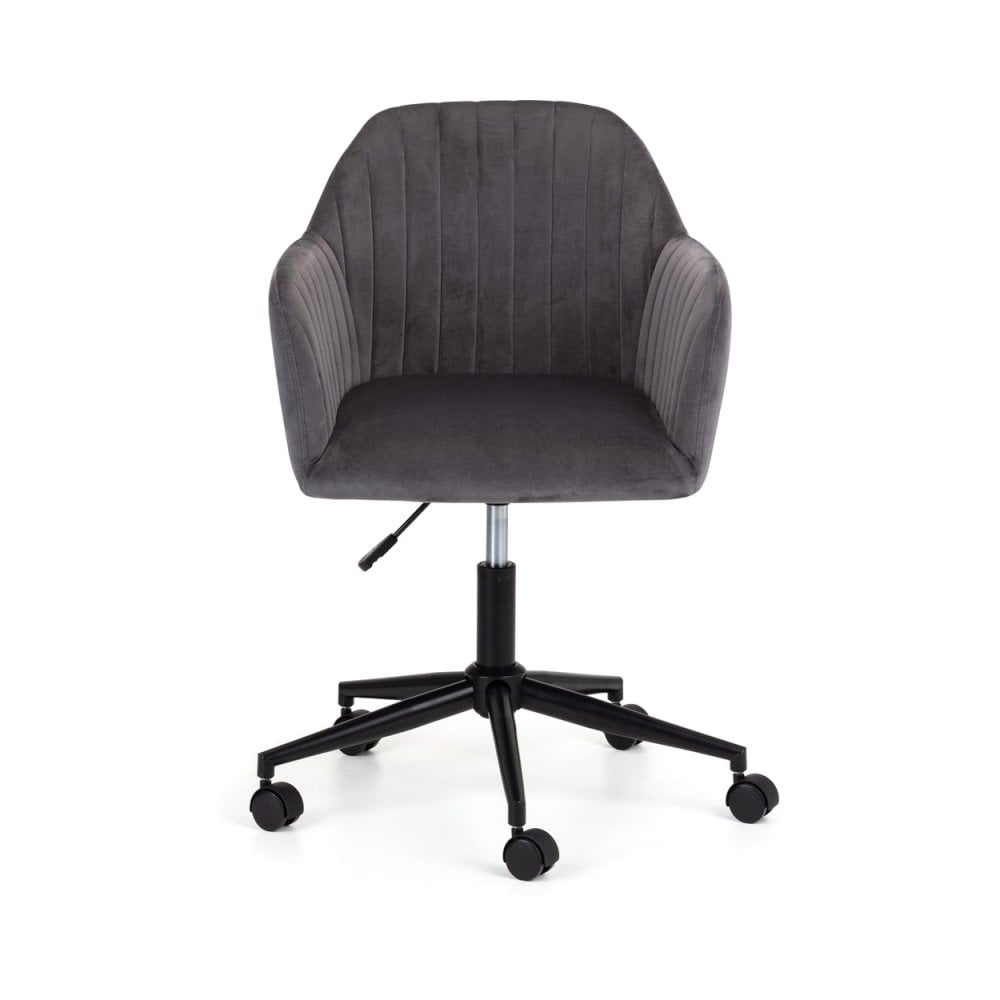 Kahlo Velvet Swivel Office Chair- Grey/Black