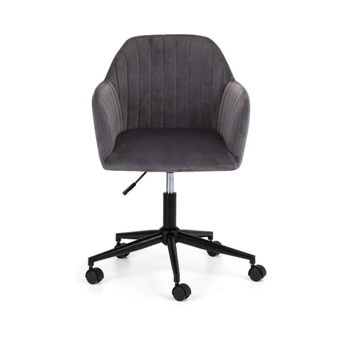 Kahlo Velvet Swivel Office Chair- Grey/Black