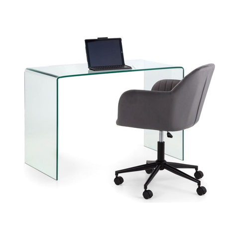 Kahlo Velvet Swivel Office Chair- Grey/Black