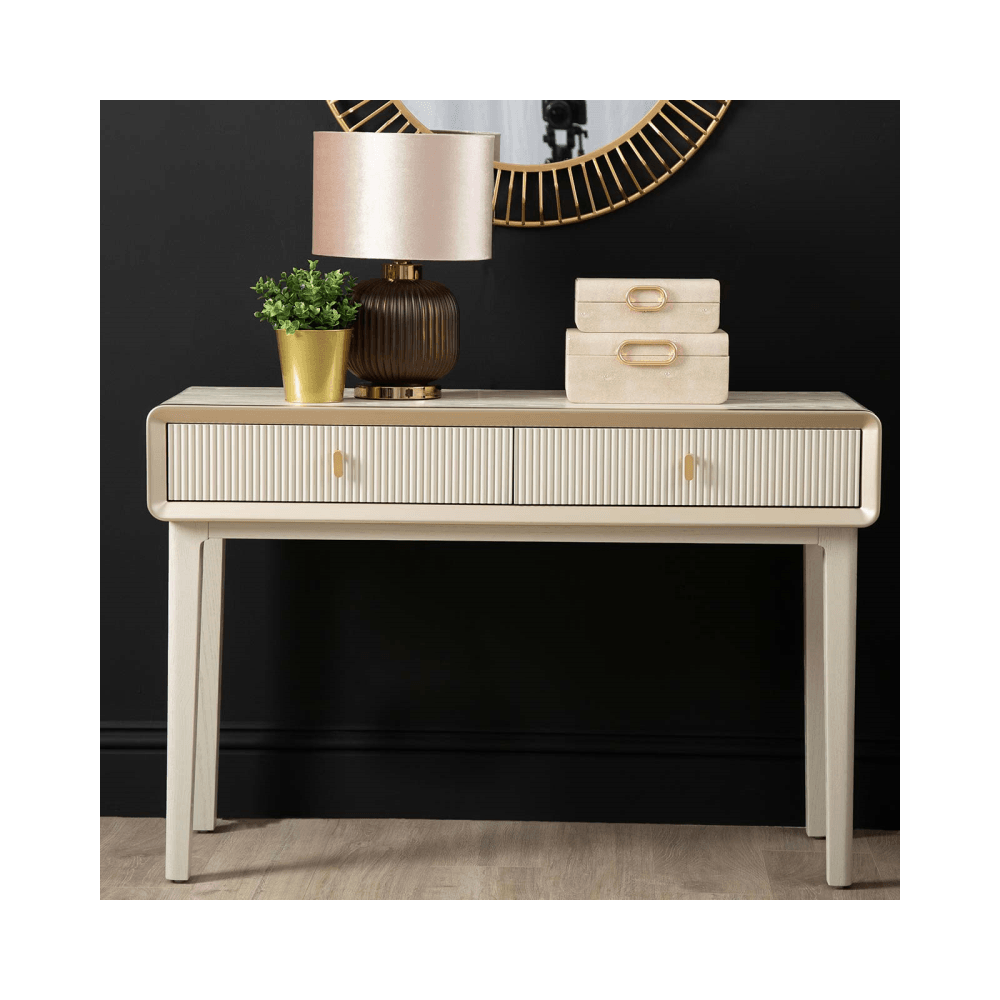 Amelie Cream Elm 2 Drawer Console Table