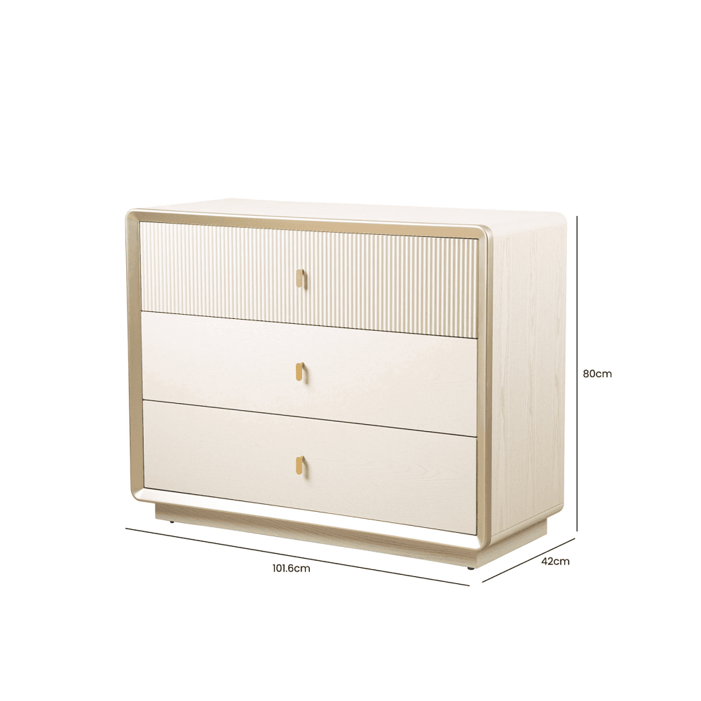 Amelie Cream Elm 3 Drawer Chest