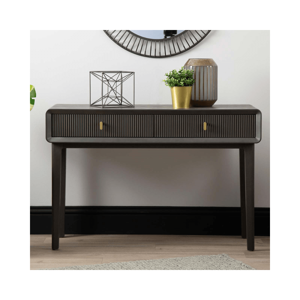 Amelie Smoke Grey Elm 2 Drawer Console Table