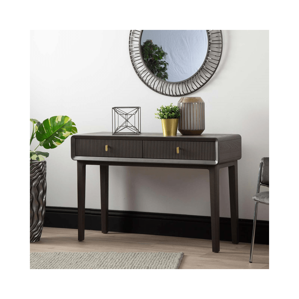 Amelie Smoke Grey Elm 2 Drawer Console Table