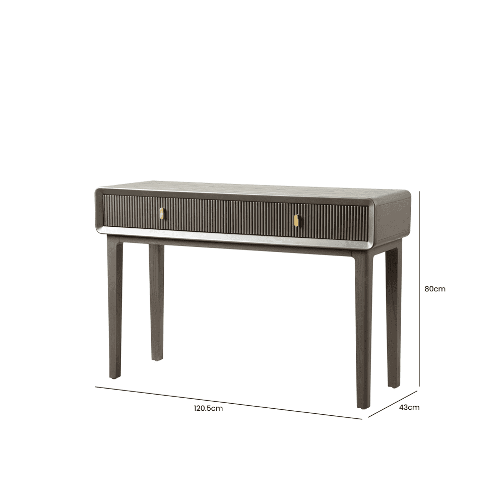 Amelie Smoke Grey Elm 2 Drawer Console Table