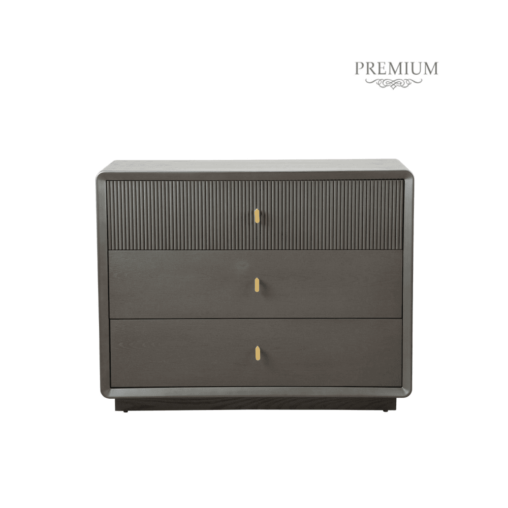 Amelie Smoke Grey Elm 3 Drawer Chest