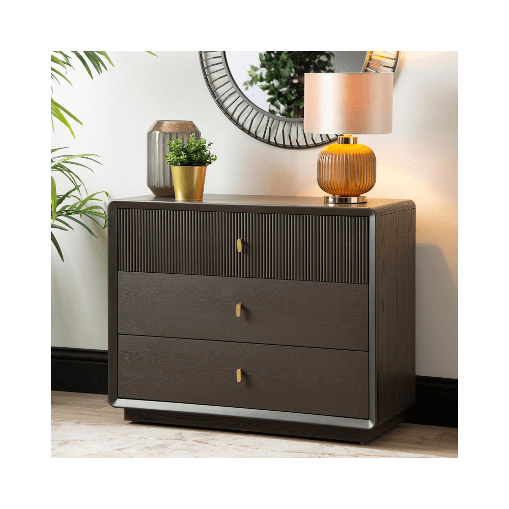 Amelie Smoke Grey Elm 3 Drawer Chest