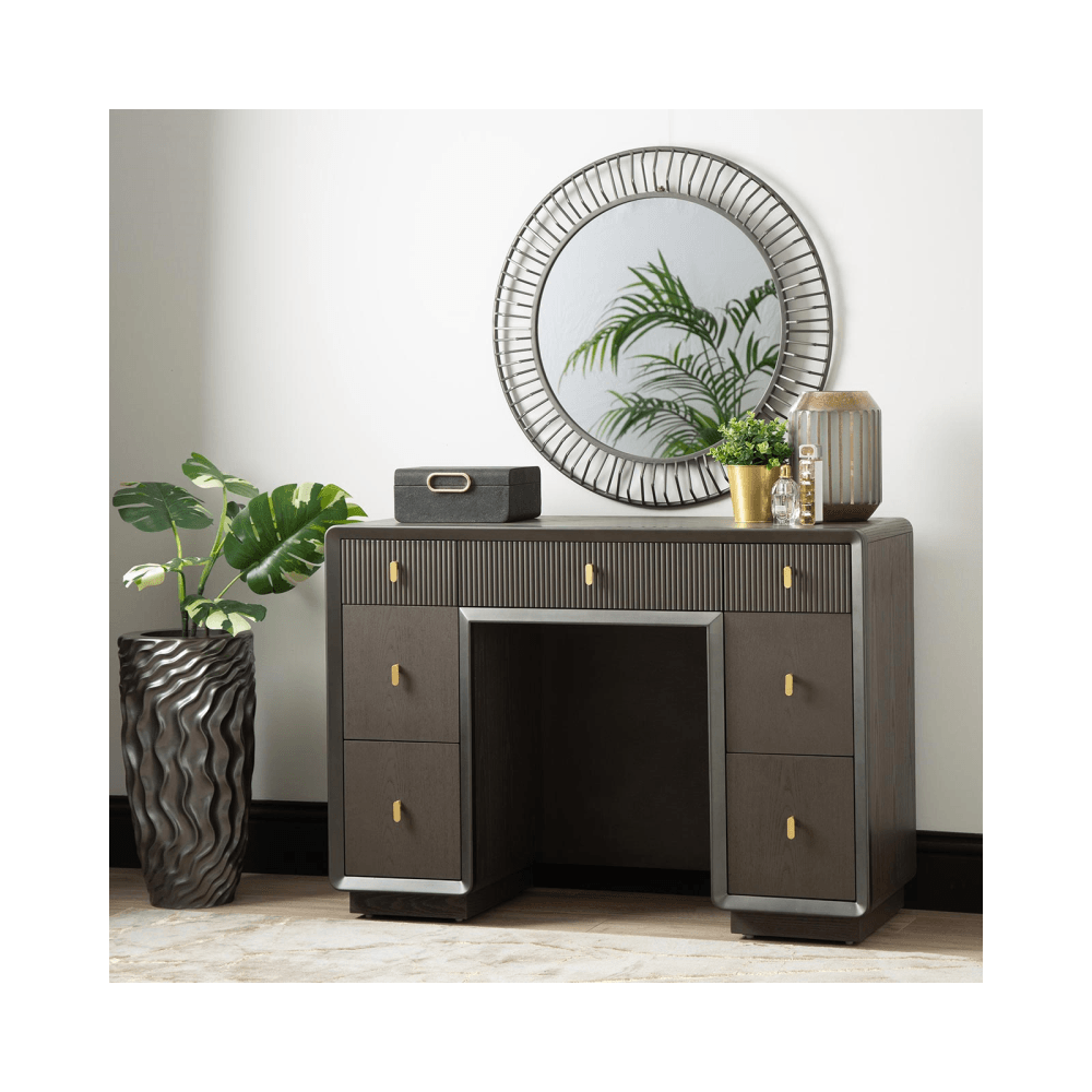 Amelie Smoke Grey Elm 7 Drawer Dressing Table