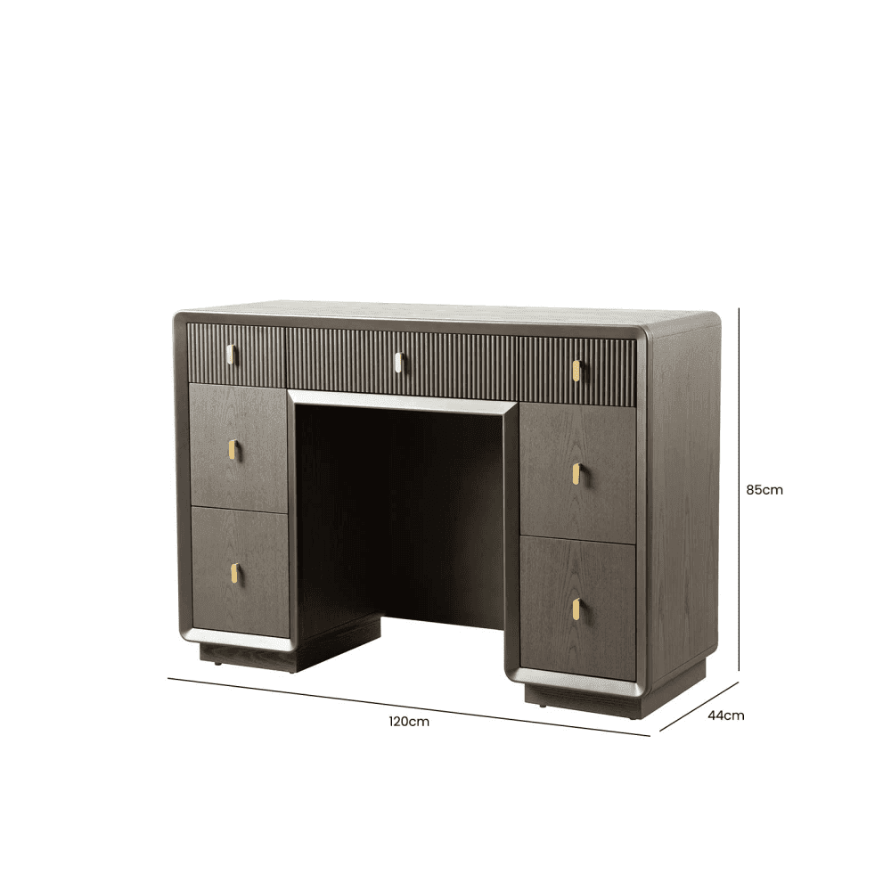 Amelie Smoke Grey Elm 7 Drawer Dressing Table
