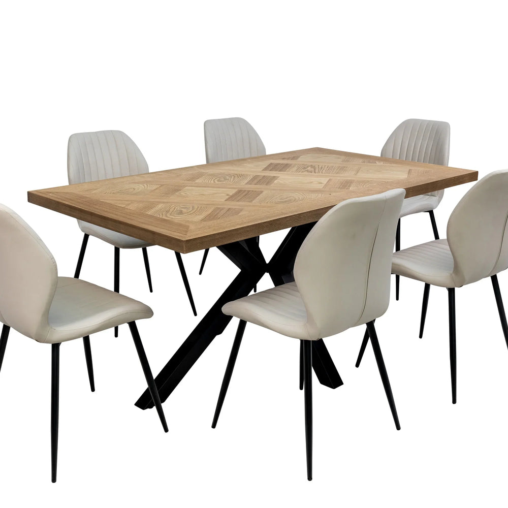 Stylish 1.6m Oak Veneer Dining Table for Modern Homes
