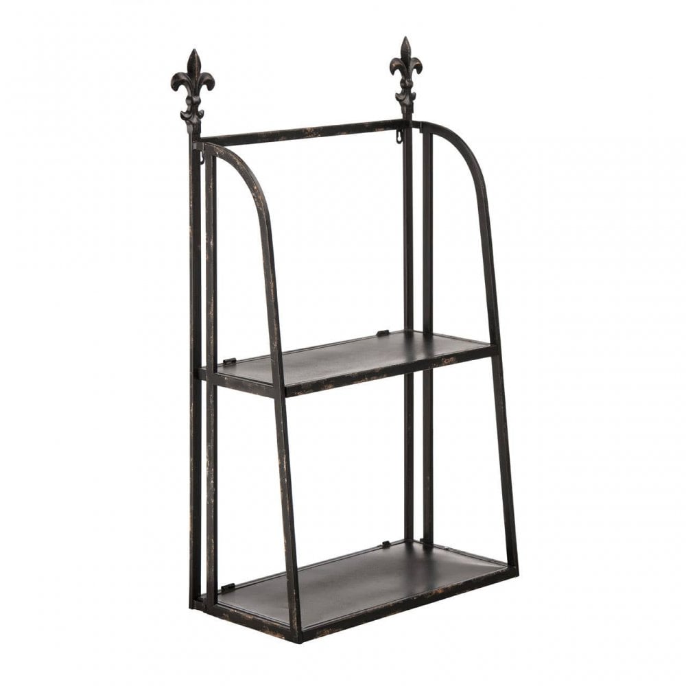 2 Tier Black Metal Wall Shelf