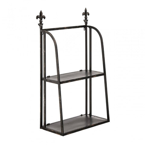 2 Tier Black Metal Wall Shelf