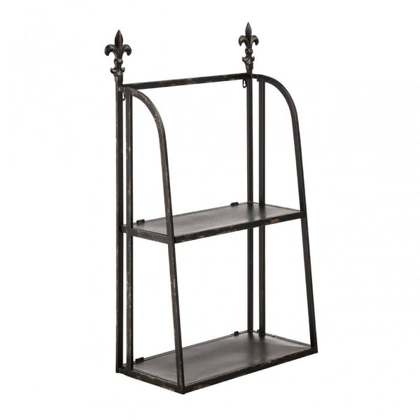 2 Tier Black Metal Wall Shelf