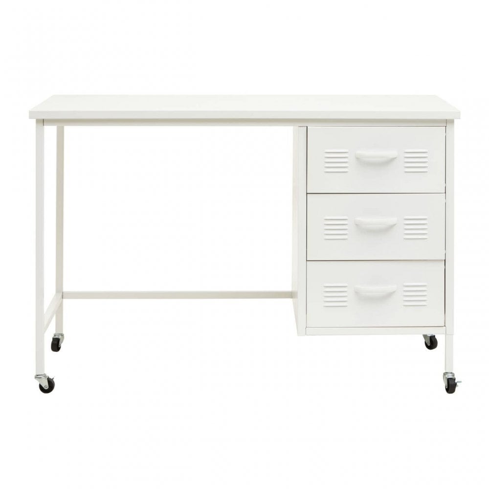 Marshall Three Drawer White Desk