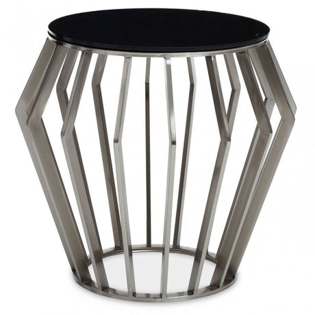 Hadley Black and Silver Circular Side Table