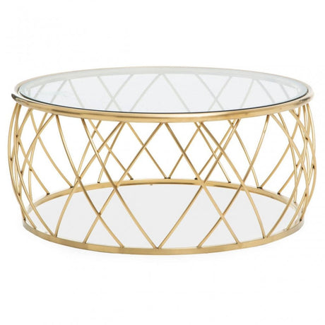 Hadley Clear Glass and Gold Circular Coffee Table