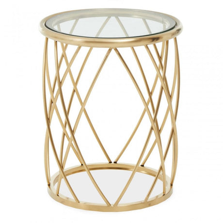 Hadley Clear Glass and Gold Circular Side Table
