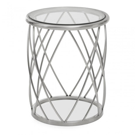 Hadley Clear Glass and Silver Circular Side Table