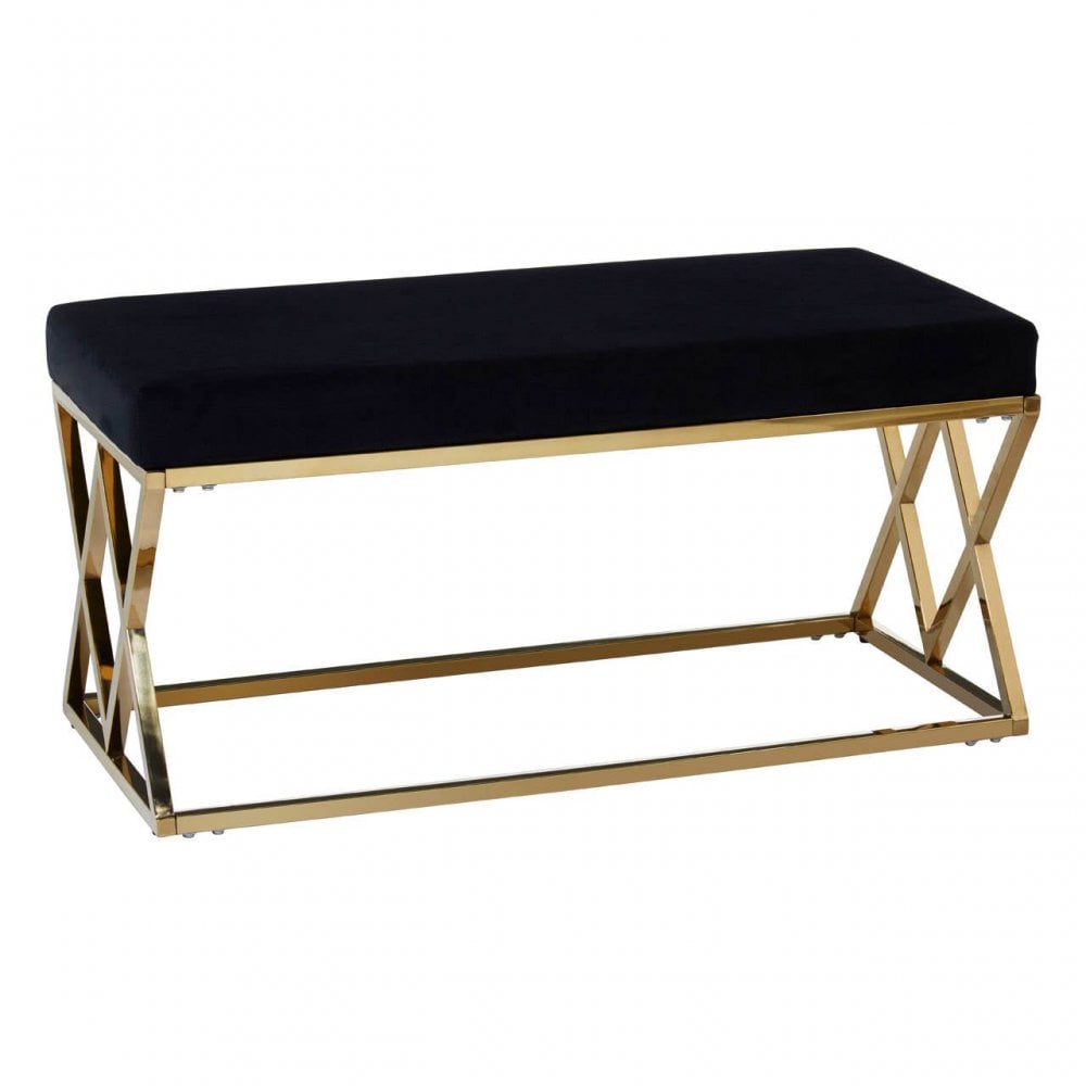 Inspire Black Gold Finish Cross Frame Bench