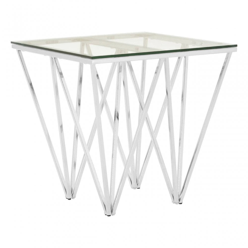 Inspire Chrome End Table With Triangular Base