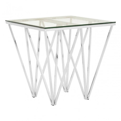 Inspire Chrome End Table With Triangular Base