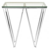 Inspire Chrome End Table With Triangular Base