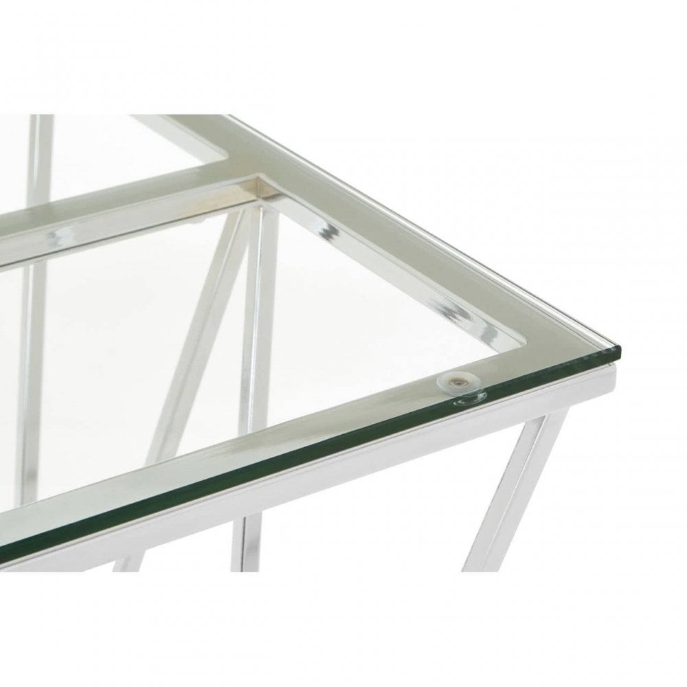 Inspire Chrome End Table With Triangular Base