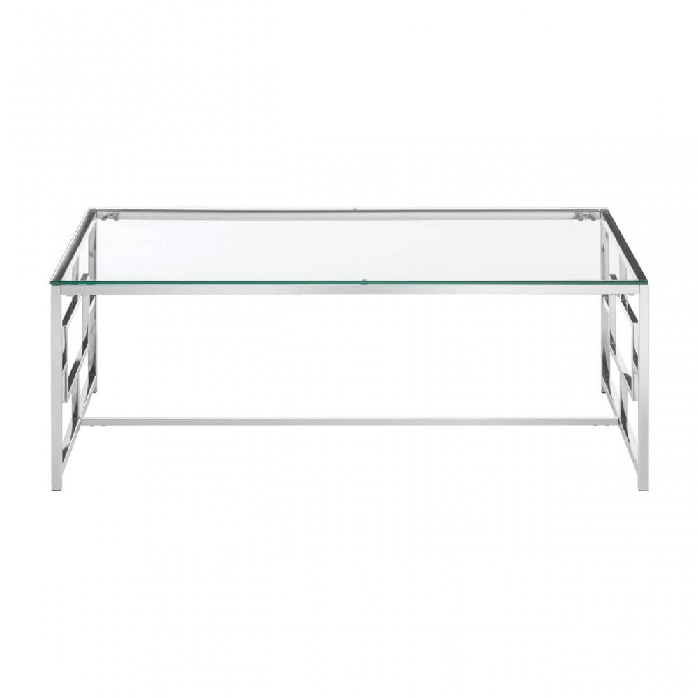 Inspire Clear Glass Silver Base Coffee Table