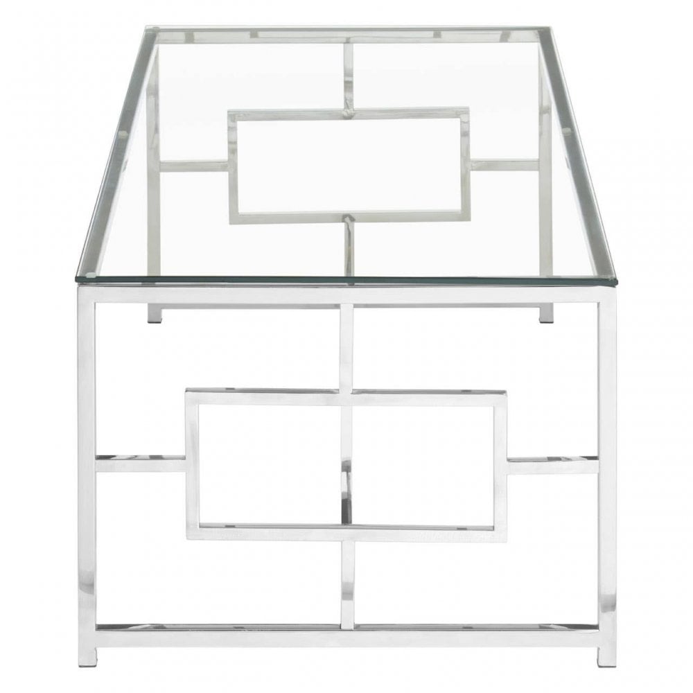 Inspire Clear Glass Silver Base Coffee Table