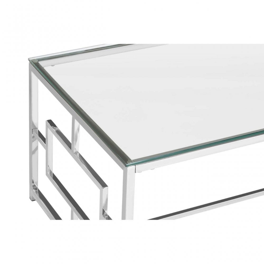 Inspire Clear Glass Silver Base Coffee Table