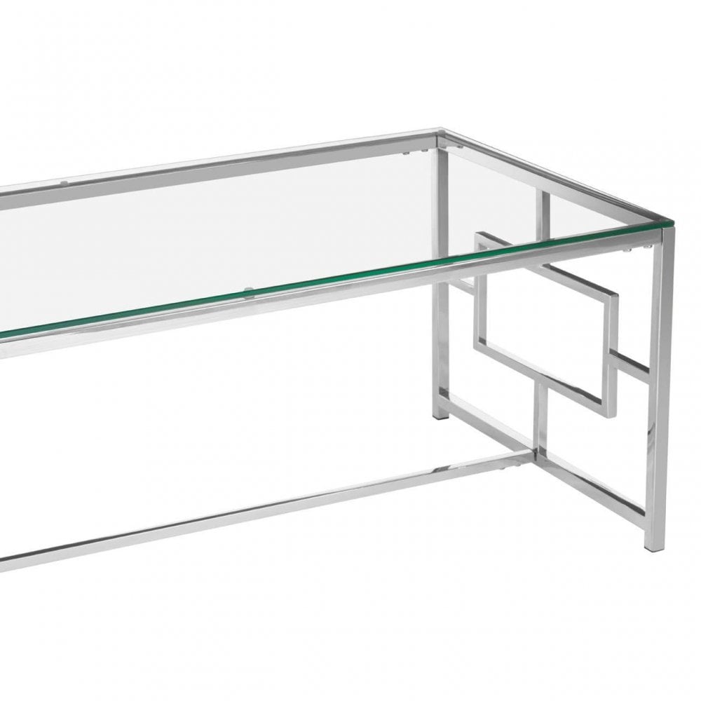 Inspire Clear Glass Silver Base Coffee Table