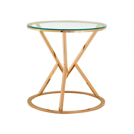 Inspire Corseted Round Rose Gold End Table