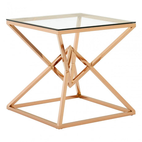 Inspire Corseted Square Rose Gold End Table