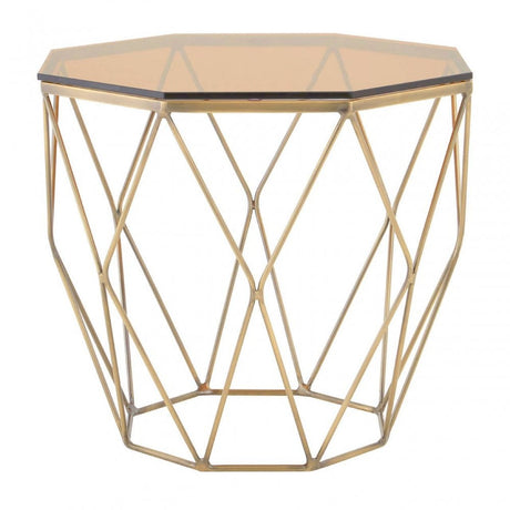 Inspire End Table With Brushed Bronze Base