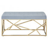 Inspire Gold And Powder Blue Velvet Bench