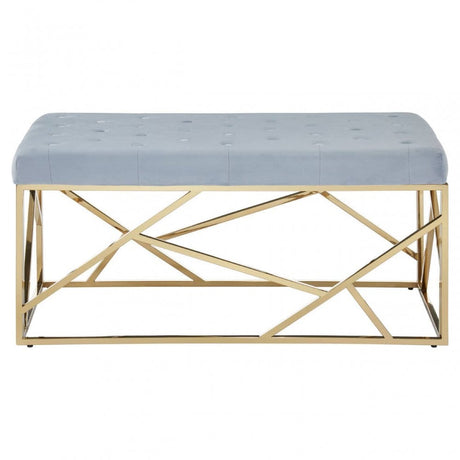Inspire Gold And Powder Blue Velvet Bench