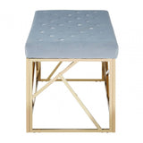 Inspire Gold And Powder Blue Velvet Bench