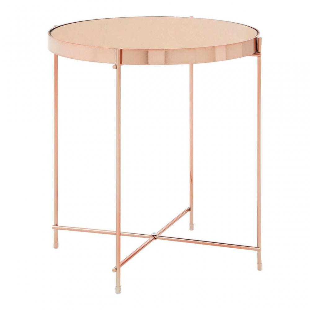 Inspire Pink Mirror Low Side Table