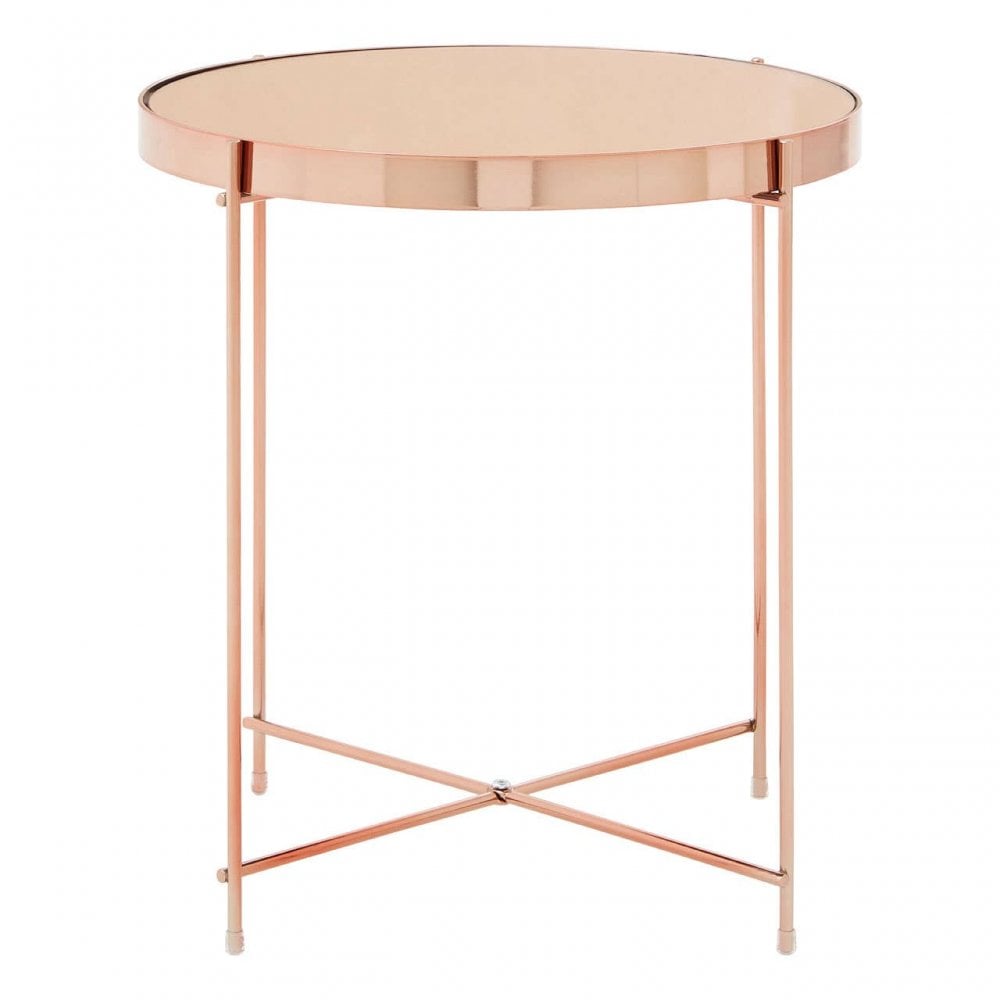 Inspire Pink Mirror Low Side Table