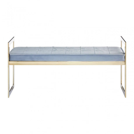 Inspire Powder Blue And Gold Tufted Bench