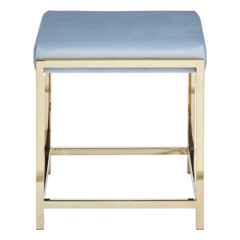 Inspire Powder Blue Velvet And Gold Stool