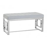 Inspire Powder Blue Velvet And Silver Bench
