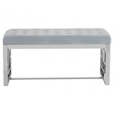 Inspire Powder Blue Velvet And Silver Bench