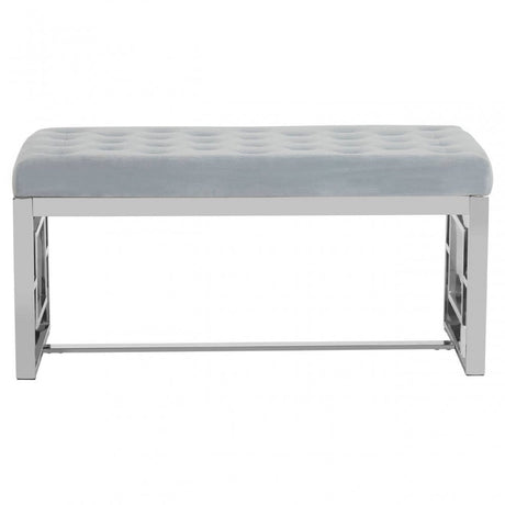 Inspire Powder Blue Velvet And Silver Bench