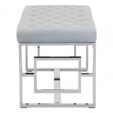 Inspire Powder Blue Velvet And Silver Bench