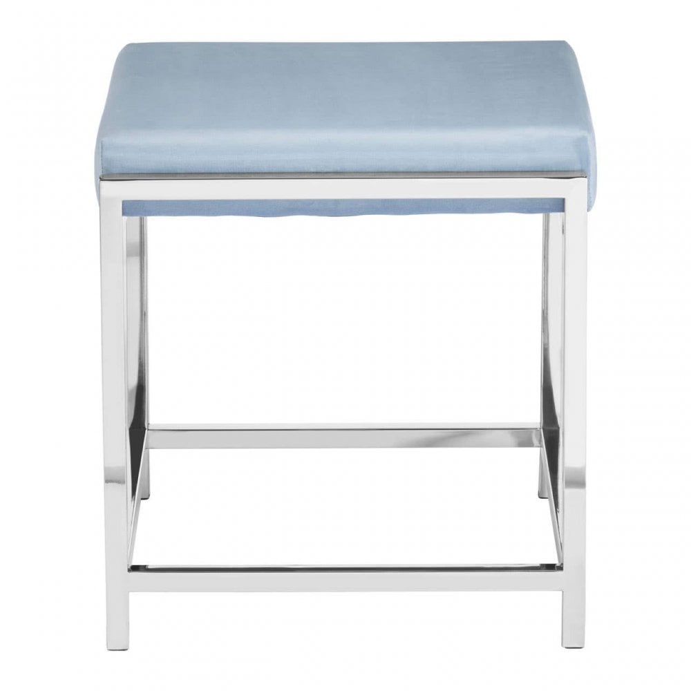 Inspire Powder Blue Velvet And Silver Stool