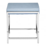 Inspire Powder Blue Velvet And Silver Stool