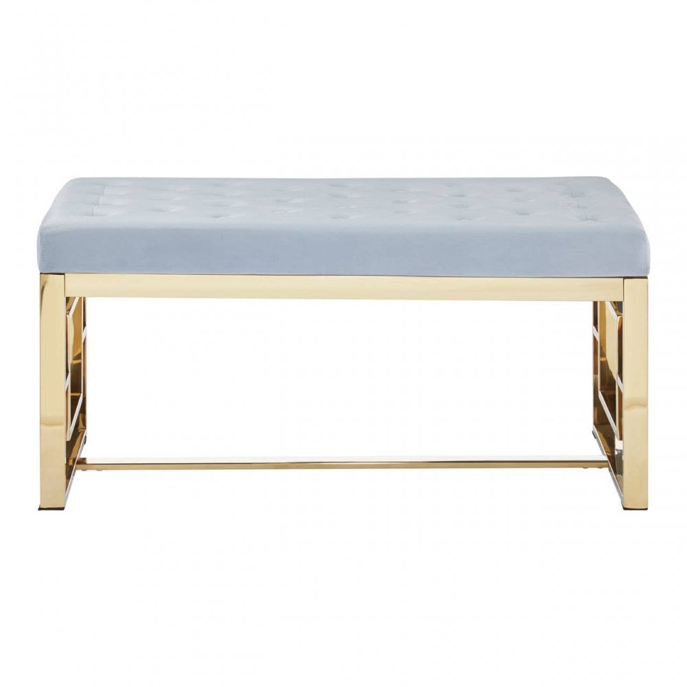 Inspire Powder Grey Tufted Bench