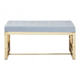 Inspire Powder Grey Tufted Bench
