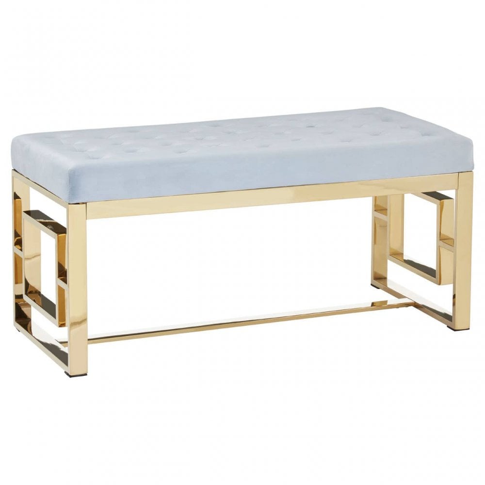 Inspire Powder Grey Tufted Bench