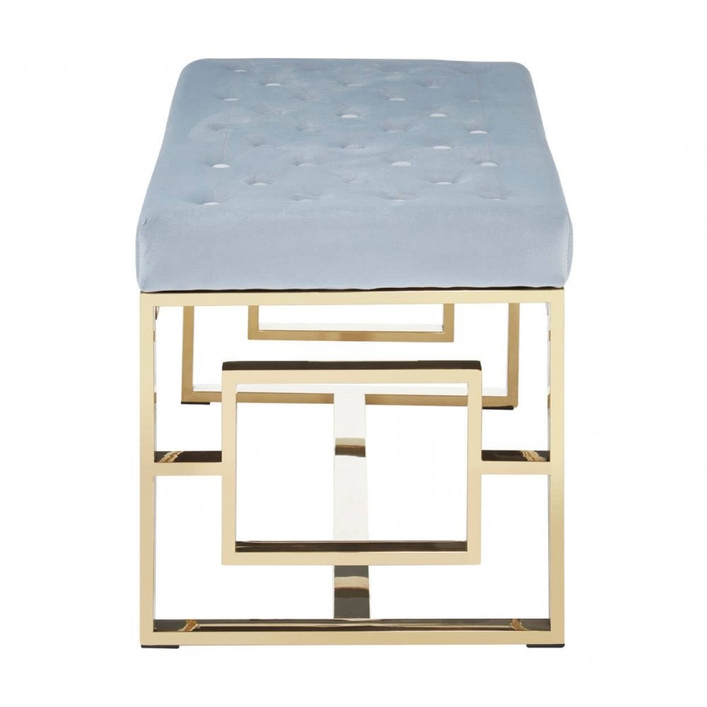 Inspire Powder Grey Tufted Bench